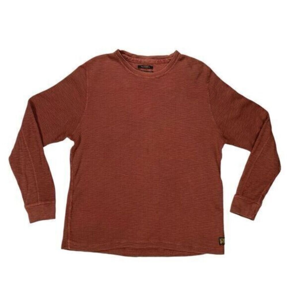 Lucky Brand Waffle Knit Thermal Long Sleeve Shirt Mens XL Rust Orange Pullover